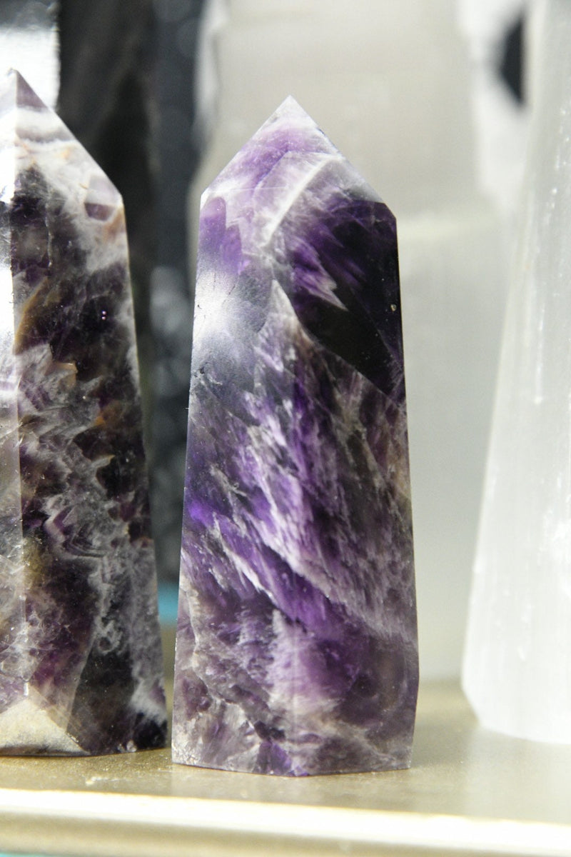 Chevron Amethyst Obelisk (2”-4.5”)